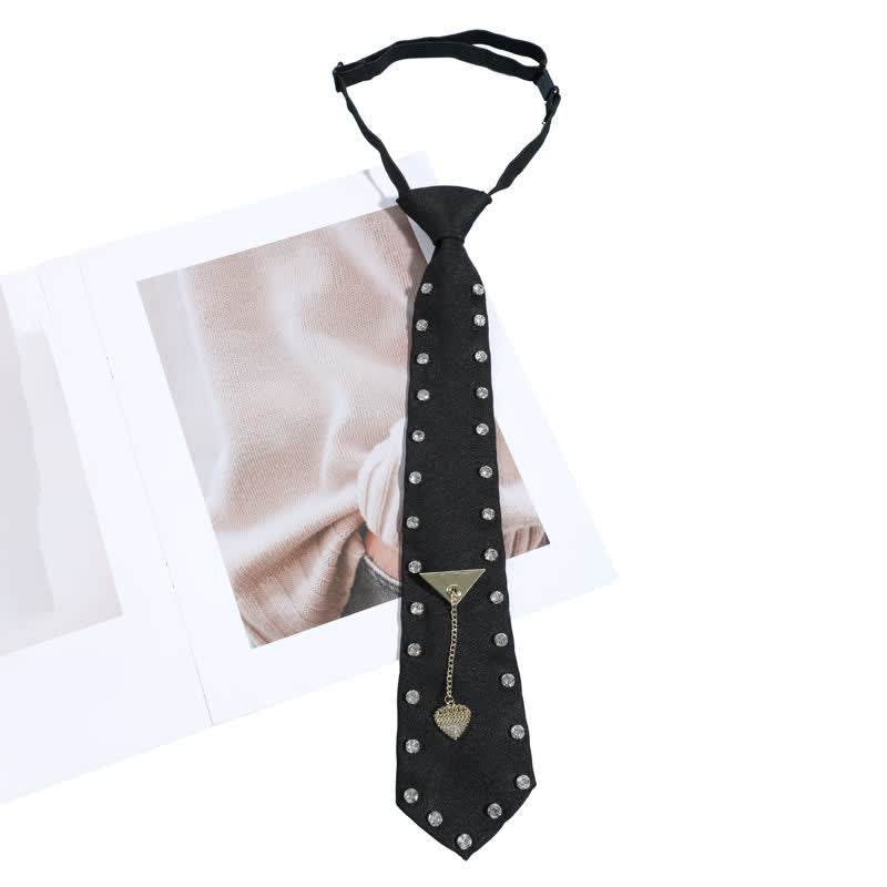 Cravatta pre-annodata creativa con borchie di strass neri - Stile n. 3 - image 5
