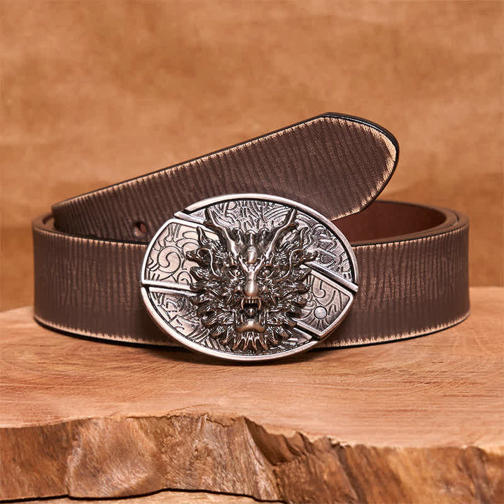 Cintura in pelle con coltello pieghevole nascosto Brave Dragon fai da te da uomo - Drago - Cintura marrone anticata - 42 - image 8
