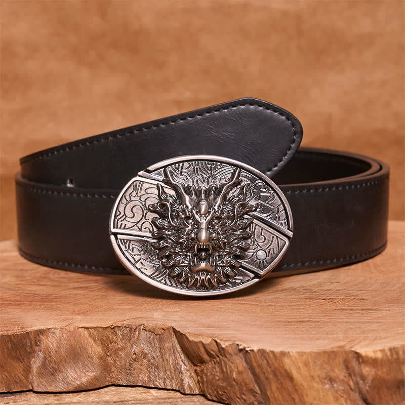 Cintura in pelle con coltello pieghevole nascosto Brave Dragon fai da te da uomo - Drago - Cintura in PU nera - 42 - image 4