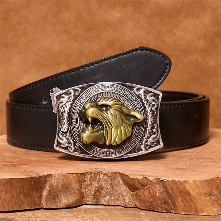 Cintura in pelle con coltello pieghevole nascosto Tiger fai da te da uomo - Tigre - Cintura in PU nera - 42 - image 3