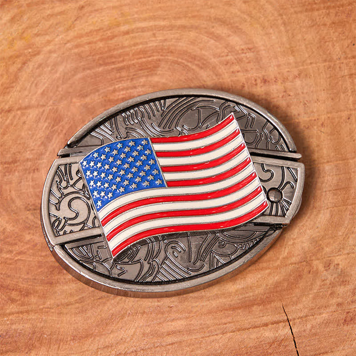 Cintura in pelle fai da te con coltello pieghevole nascosto con bandiera americana da uomo - image 3