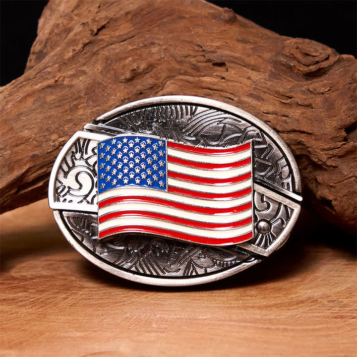 Cintura in pelle fai da te con coltello pieghevole nascosto con bandiera americana da uomo - bandiera americana - Senza cintura - Cintura non inclusa - image 0