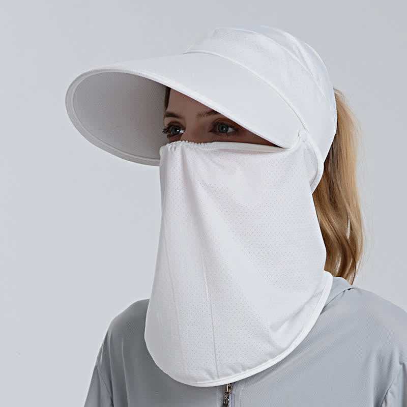 Cappellino parasole da donna con visiera a rete e coda di cavallo, 2 pezzi, con patta rimovibile - Bianco - Regolabile (22"-23 1/4") - image 6