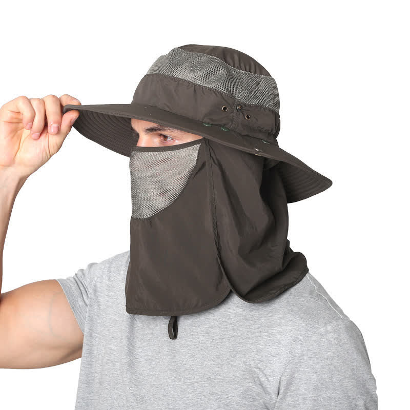 Cappello da pescatore con protezione solare per esterni e velo in rete - Verde militare - Regolabile (22"-23 5/8") - image 2