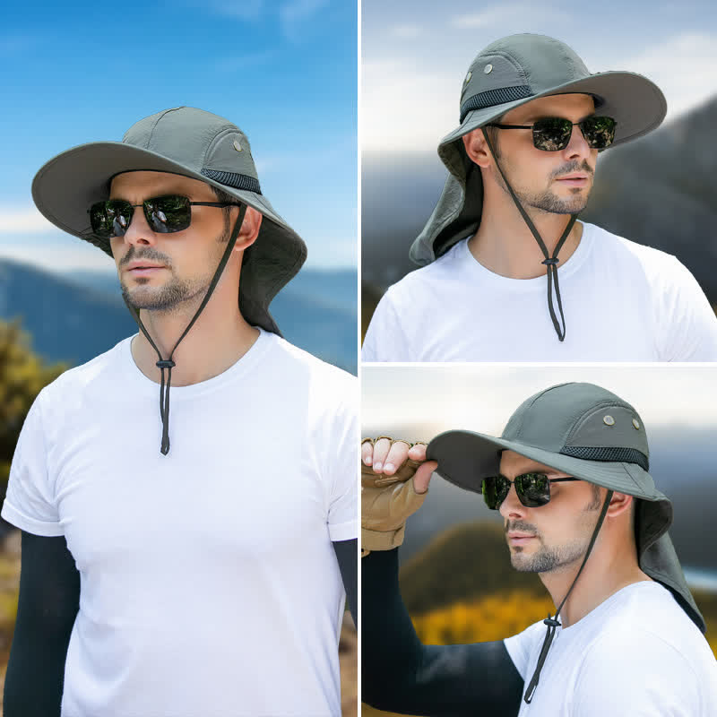 Cappello da pescatore con tesa larga e protezione solare e paranuca - image 3