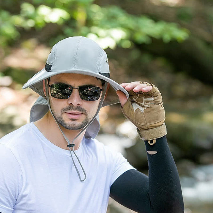Cappello da pescatore con tesa larga e protezione solare e paranuca - Grigio chiaro - Regolabile (21 5/8"-23 5/8") - image 7