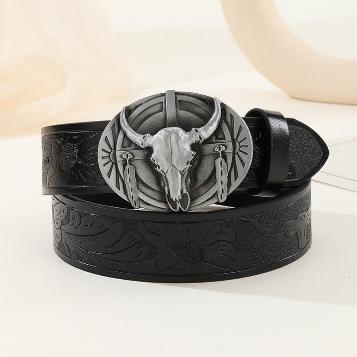 Cintura in pelle Mad Bull incisa da uomo - Nero / Argento - 42 - image 10