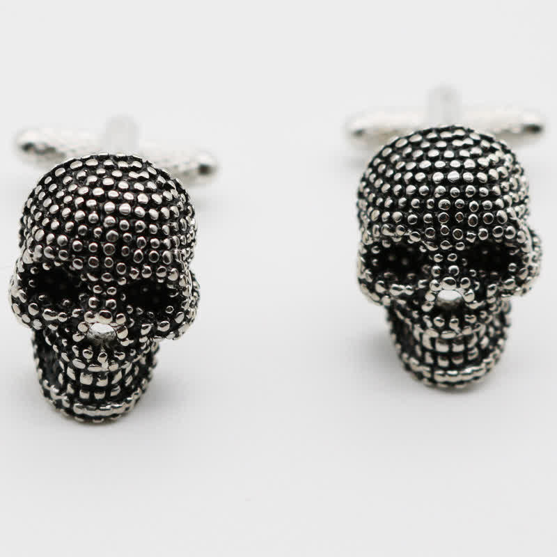 Gemelli da uomo a forma di teschio punk color argento, 1 paio - image 2