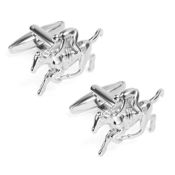 Gemelli da uomo in argento con motivo equitazione, 1 paio - image 3