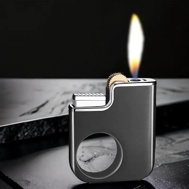 Accendino a butano ricaricabile con manico a forma di anello creativo - Nero - image 0