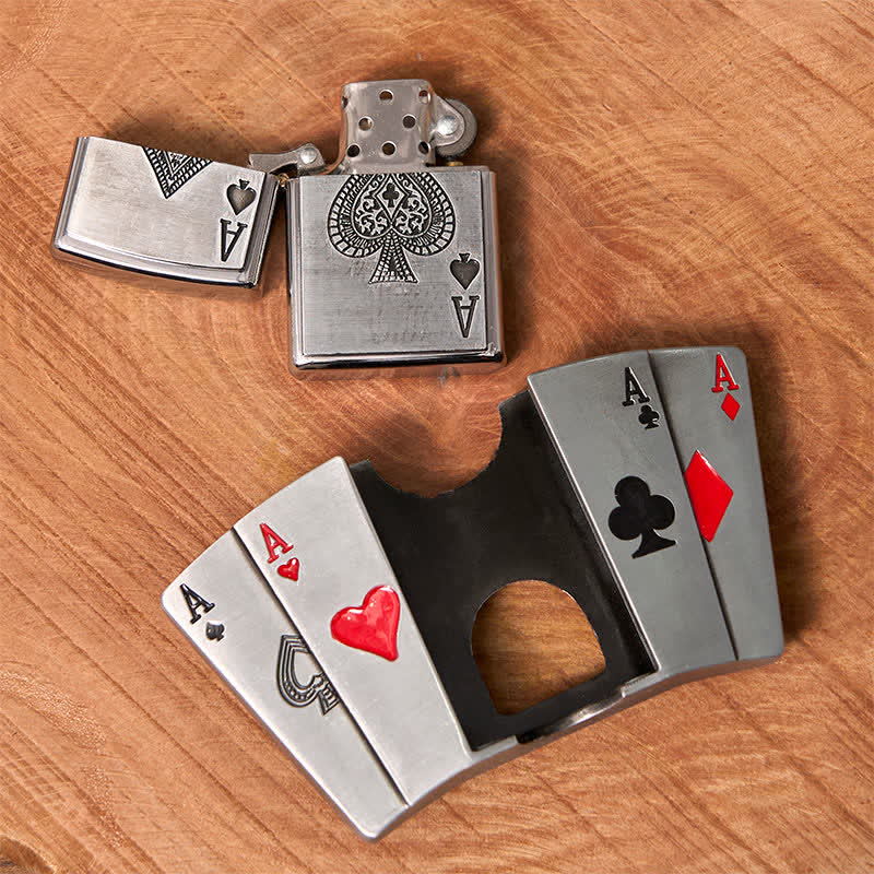 Cintura in pelle fai da te da uomo 4 Aces Poker con accendino nascosto - image 1