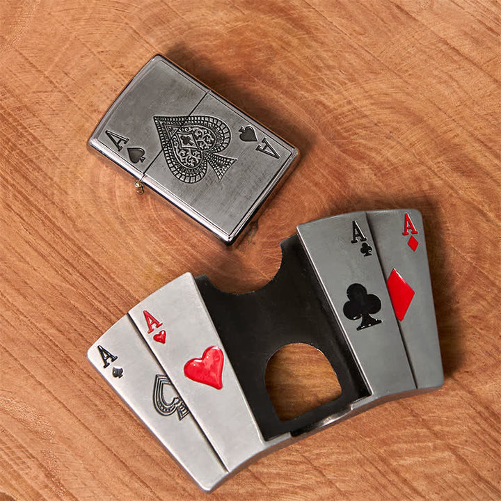 Cintura in pelle fai da te da uomo 4 Aces Poker con accendino nascosto - image 3