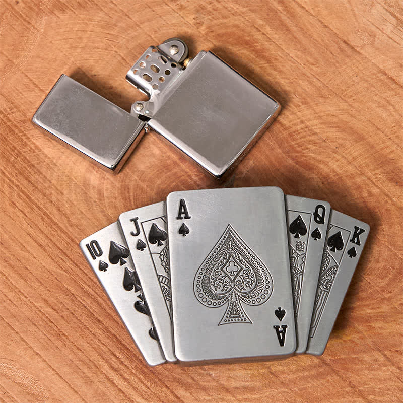 Cintura in pelle Royal Flush argentata fai da te da uomo con accendino nascosto - image 1