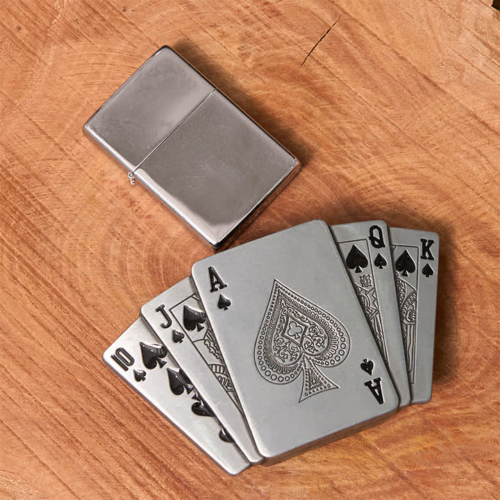 Cintura in pelle Royal Flush argentata fai da te da uomo con accendino nascosto - image 3