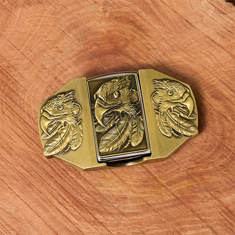 Cintura in pelle fai da te da uomo con tripla aquila in bronzo e accendino nascosto - image 2
