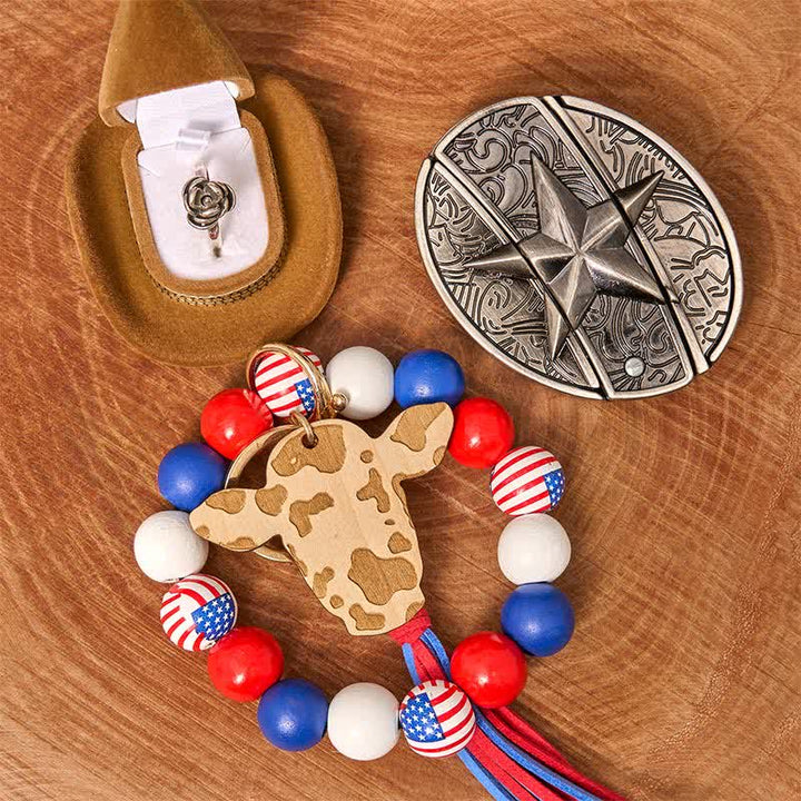 Set di braccialetti con bandiera americana, collana e fibbia per cintura con coltello nascosto fai da te a forma di stella - Stella - Senza cintura - Cintura non inclusa - image 1