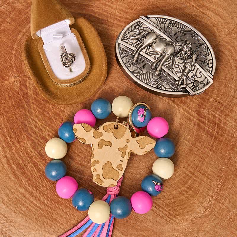 Set di braccialetti con perline di legno e fibbia per cintura con coltello nascosto fai da te da cowgirl - Cowgirl - Senza cintura - Cintura non inclusa - image 1