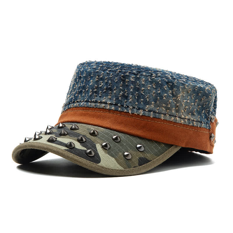 Cappello basco in cotone con rivetti a forma di punta nei toni del blu - Marina - M (22"-22 7/8") - image 3