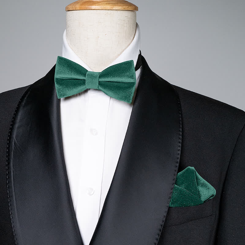Papillon da uomo in velluto tinta unita verde smeraldo - Verde smeraldo - image 0