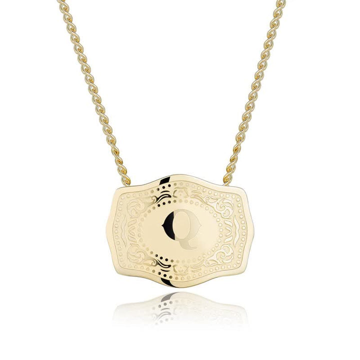 Collana con lettera iniziale in rilievo in oro - Q - image 18