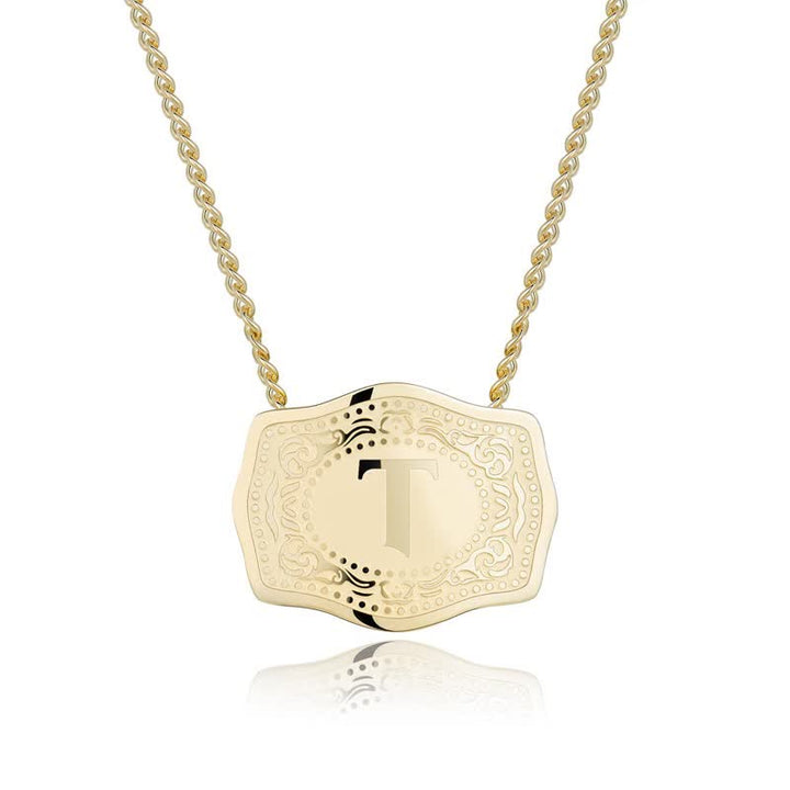 Collana con lettera iniziale in rilievo in oro - T - image 21