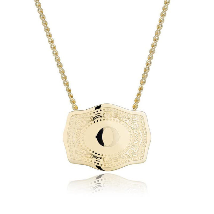 Collana con lettera iniziale in rilievo in oro - O - image 16