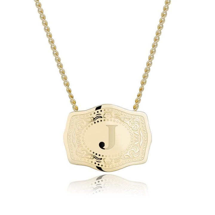 Collana con lettera iniziale in rilievo in oro - J - image 11