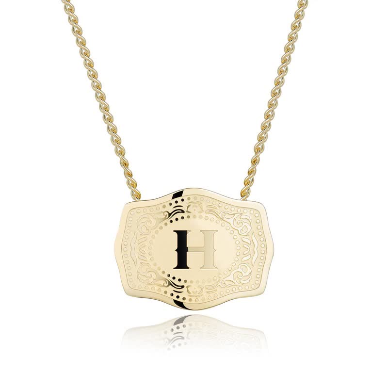 Collana con lettera iniziale in rilievo in oro - H - image 9