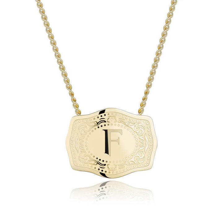 Collana con lettera iniziale in rilievo in oro - F - image 7