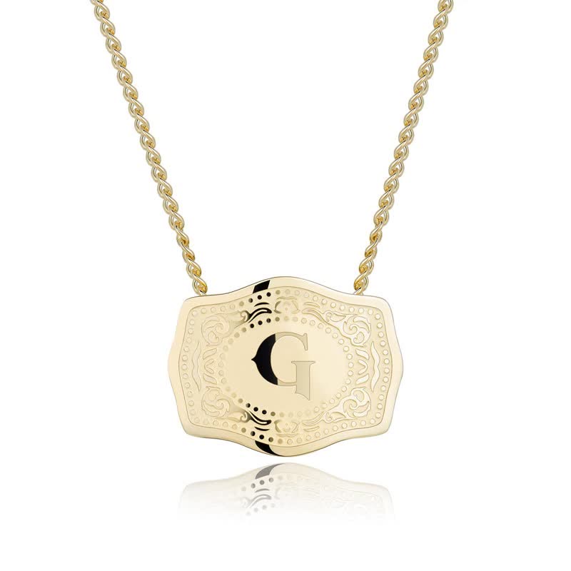 Collana con lettera iniziale in rilievo in oro - G - image 8