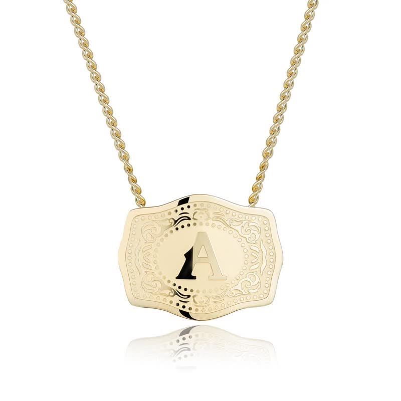 Collana con lettera iniziale in rilievo in oro - A - image 0