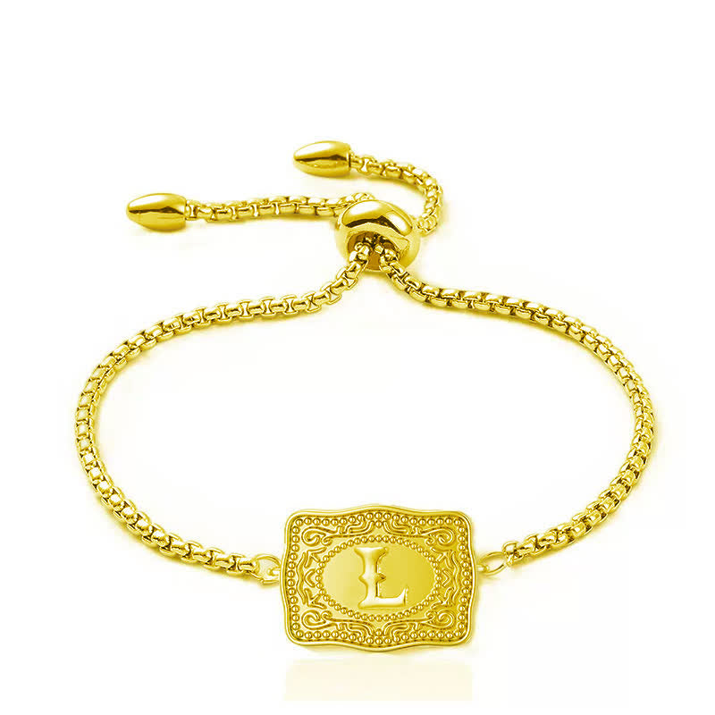 Bracciale con lettera iniziale in rilievo placcato oro 18 carati - L - image 11