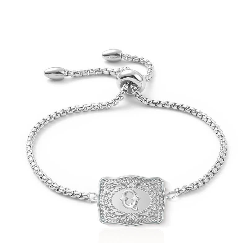 Bracciale con lettera iniziale in rilievo in argento - Q - image 16