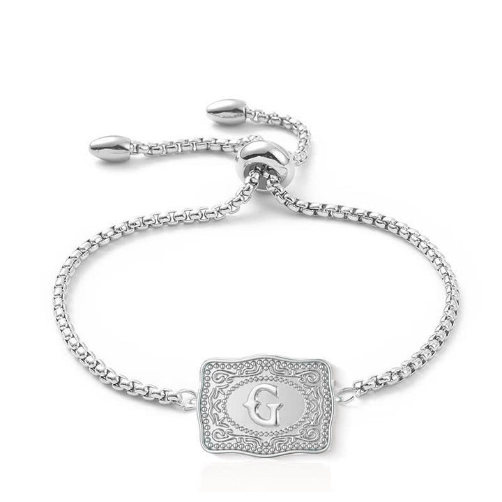 Bracciale con lettera iniziale in rilievo in argento - G - image 6