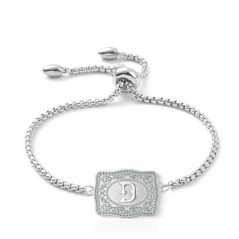 Bracciale con lettera iniziale in rilievo in argento - D - image 3