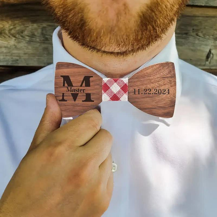 Papillon in legno per matrimonio da uomo con nome personalizzato e incisione - image 2