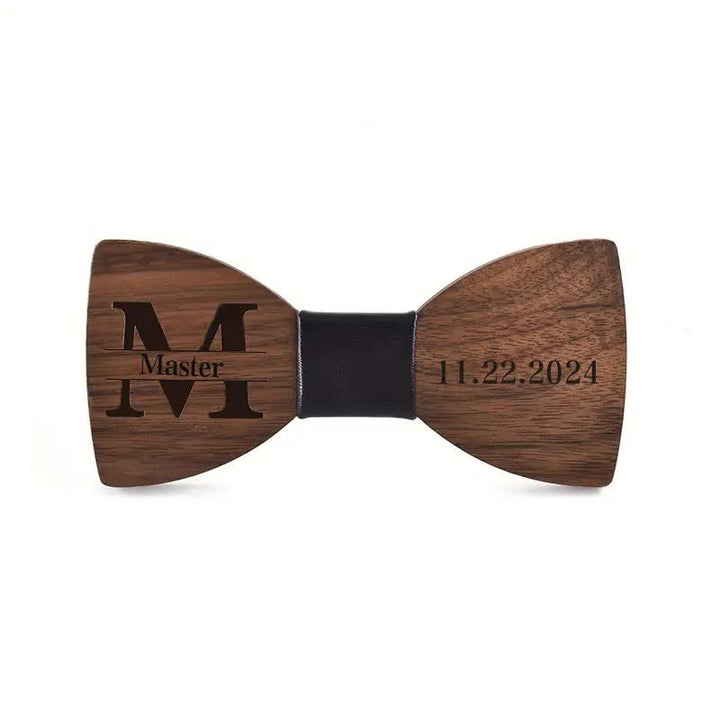 Papillon in legno per matrimonio da uomo con nome personalizzato e incisione - image 0