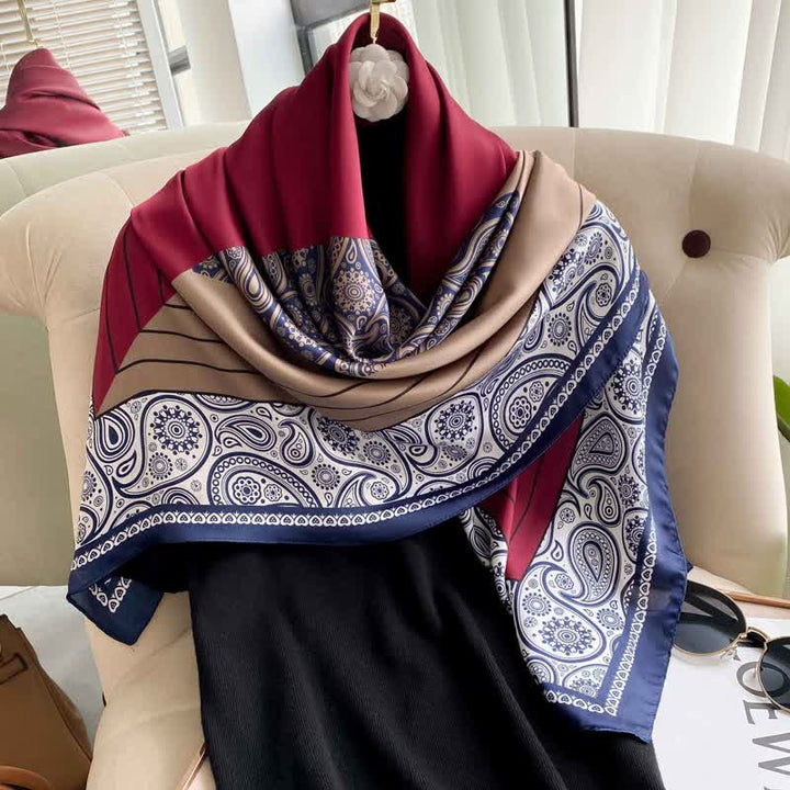 Sciarpa quadrata in seta imitata con elegante motivo Paisley da uomo, in tinta unita - image 3