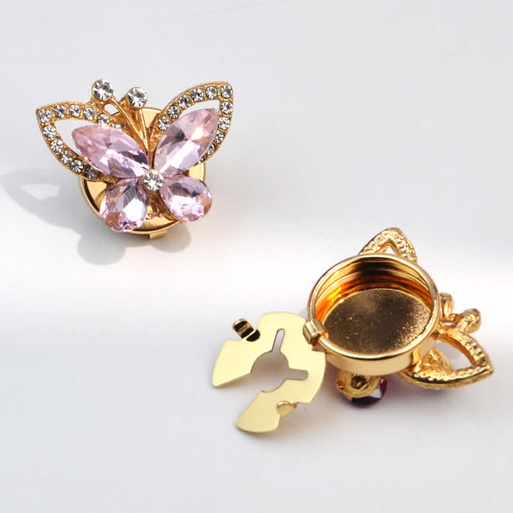 1 paio di copri bottoni a pressione per camicia con farfalla in cristallo di strass - Rosa chiaro - image 6