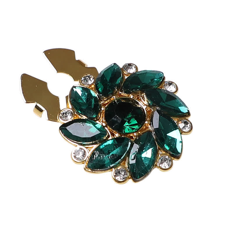1 paio di copri bottoni a pressione per camicia con strass e fiori di cristallo - Verde - image 7