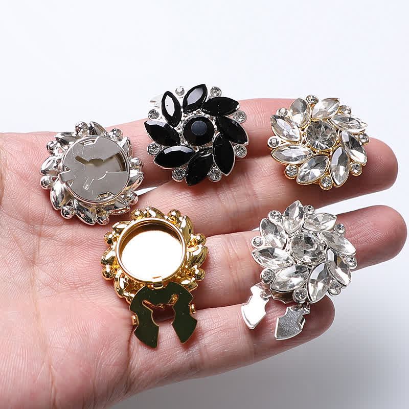 1 paio di copri bottoni a pressione per camicia con strass e fiori di cristallo - image 2