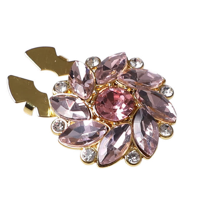 1 paio di copri bottoni a pressione per camicia con strass e fiori di cristallo - Rosa - image 1