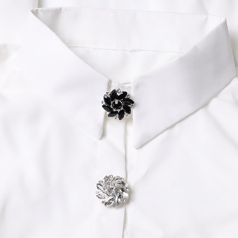 1 paio di copri bottoni a pressione per camicia con strass e fiori di cristallo - image 4