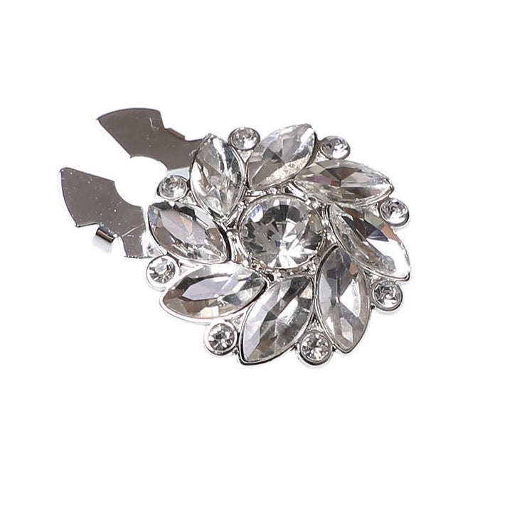 1 paio di copri bottoni a pressione per camicia con strass e fiori di cristallo - Argento e bianco - image 5