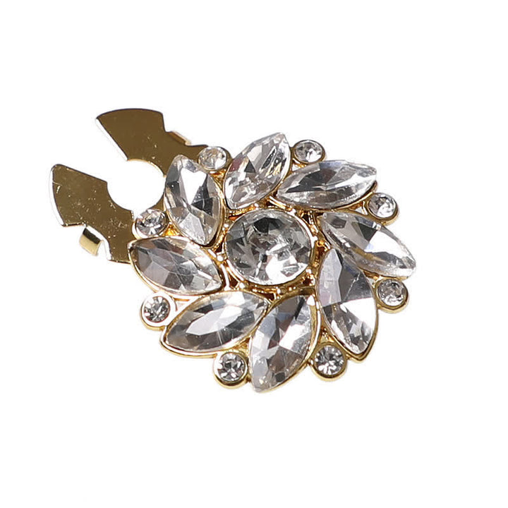 1 paio di copri bottoni a pressione per camicia con strass e fiori di cristallo - Oro e bianco - image 6