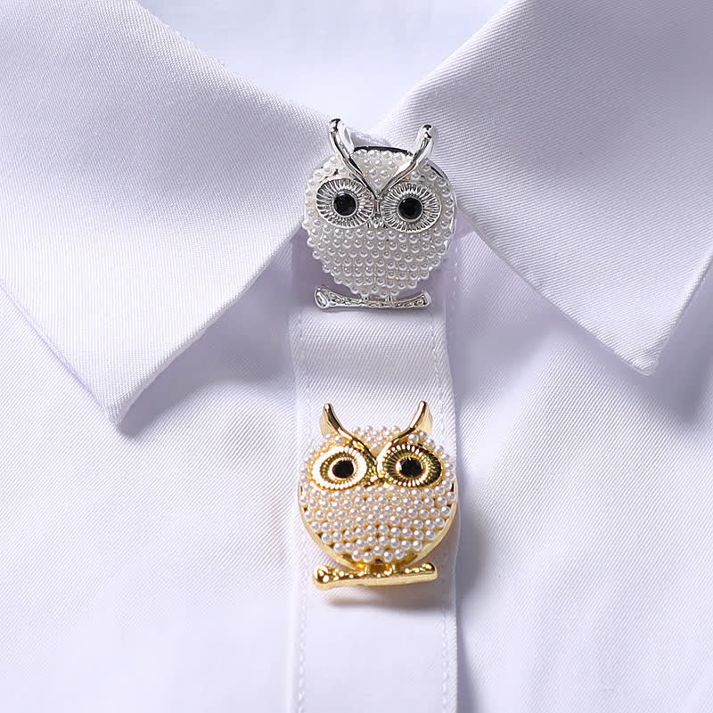 1 paio di copribottoni per camicia a scatto a forma di gufo con mini perle - image 6