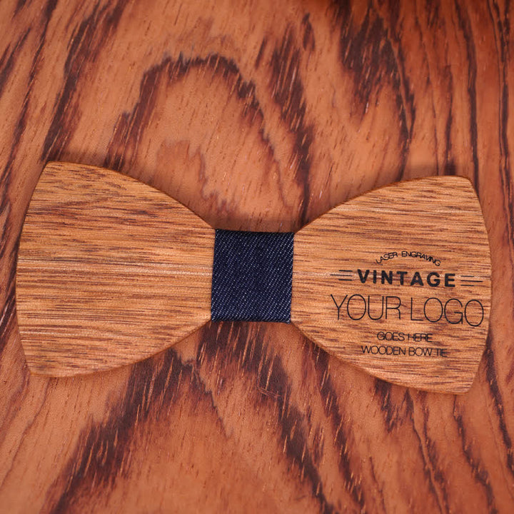 Papillon da uomo in legno di begonia inciso con nome personalizzato per matrimonio - image 0