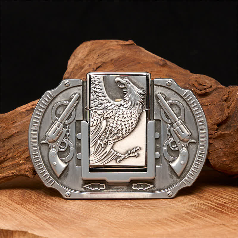 Cintura in pelle fai da te Silver Eagle Guns da uomo con accendino nascosto - Aquila - Senza cintura - Cintura non inclusa - image 0