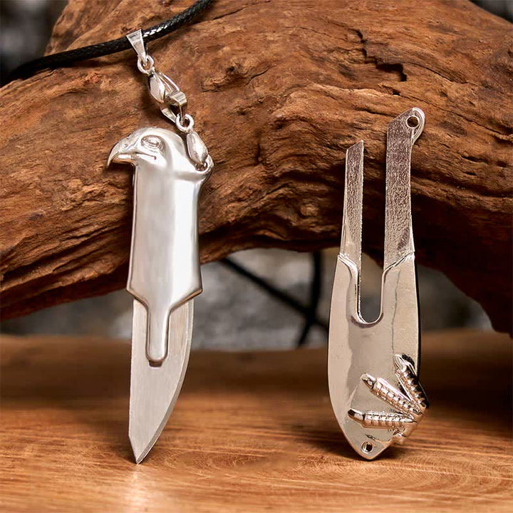 Collana con ciondolo multifunzione Liberal Hawk e coltello nascosto - Argento - image 6