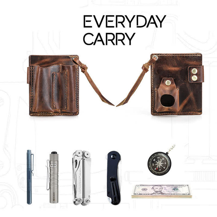 Portafoglio EDC con nome personalizzato, tascabile, organizer, cintura in pelle - image 2